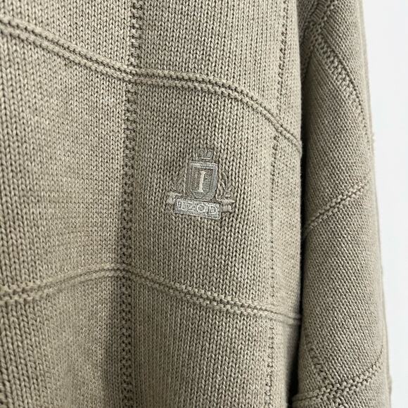 IZOD Vintage Cotton Crew Neck Square Knit Dad Sweater Large Oversized - Picture 3 of 6